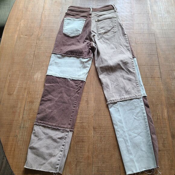 Hollister Womens Brown Color Block Dad Jeans Ultra High Rise 27x31 Size 5R - Picture 2 of 7